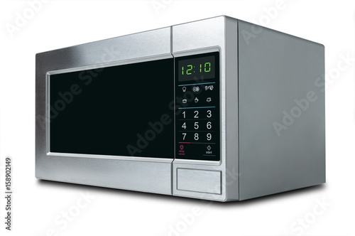 stylish microwave oven on white background photo