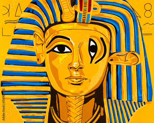 Photo Modern art abstract portrait painting of an Egyptian Pharaoh.