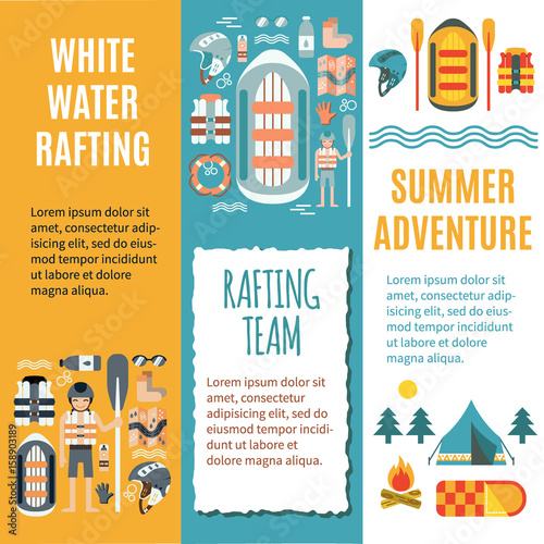 White water rafting - Set of vertical banners