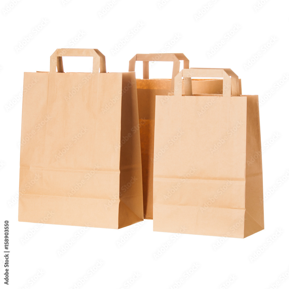craft paper shopping bags isolated on white background craft paper shopping bags isolated on white background
