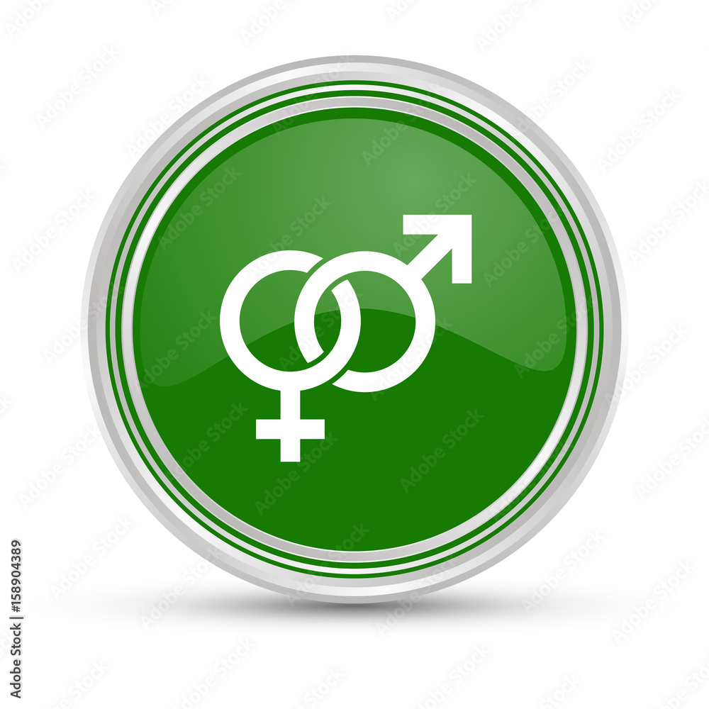 Grüner Button - Symbol männlich und weiblich Grüner Button - Symbol männlich und weiblich