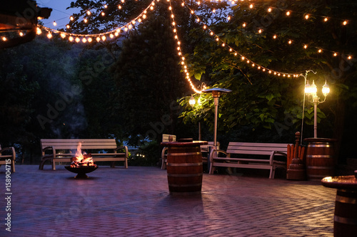 Special Occasion Outdoors on the Patio by the Fire Pit