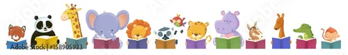 Panel kuchenny z motywem animales leyendo libros