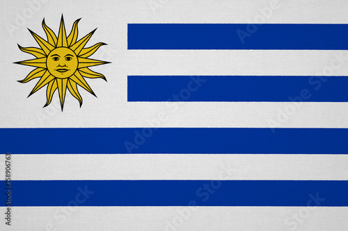 Uruguay flag with fabric texture photo