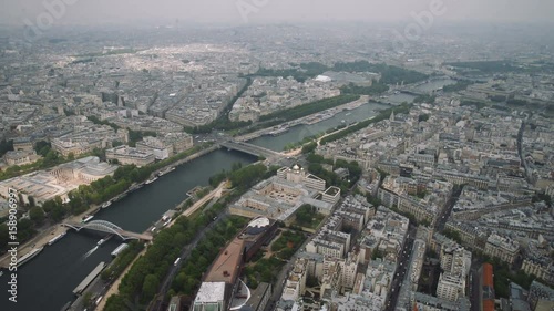 View of cityscape of Paris, Ile de France, France from Seine river to stadium from the Centre sportif Emile Anthoine photo