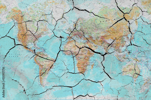 Slika na platnu World map with dried soil texture