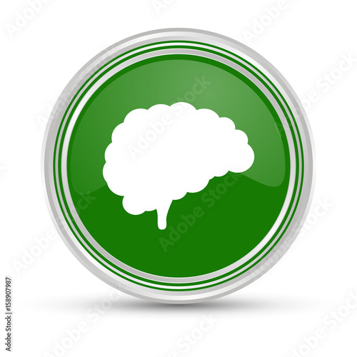 Grüner Button - Gehirn - Intelligenz