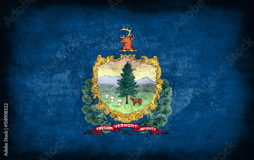 Vermont flag with grunge metal texture