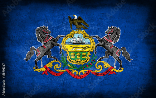 Pennsylvania flag with grunge metal texture