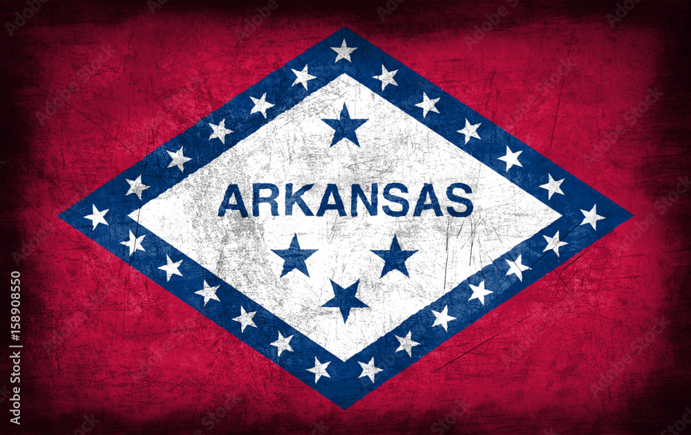 Arkansas flag with grunge metal texture