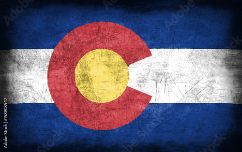 Colorado flag with grunge metal texture