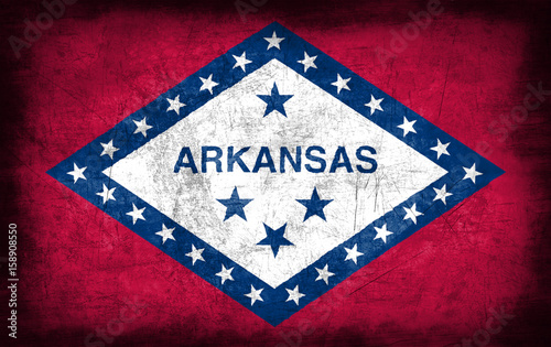 Arkansas flag with grunge metal texture
