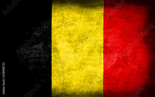 Fotografie Belgium flag with grunge metal texture