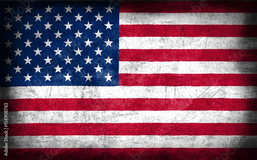 USA flag with grunge metal texture