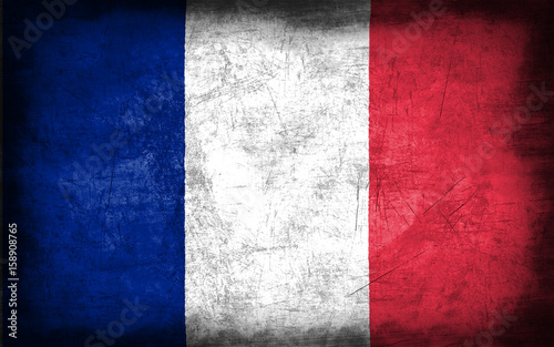 France flag with grunge metal texture