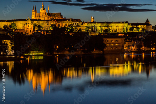 Prague Castle after sunset. Europe, Czech republic.