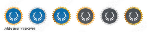 Lorbeerkranz - Auszeichnung - Gezacktes Button-Set