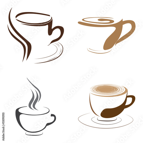 Set of abstract coffee logos  Vector illustration