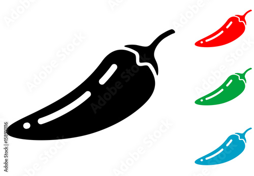 Icono plano chile picante varios colores