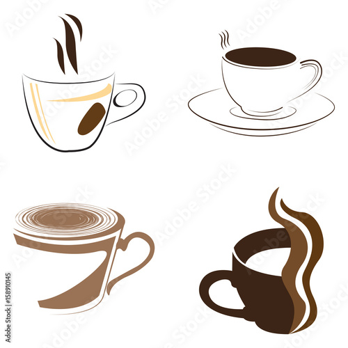 Set of abstract coffee logos  Vector illustration