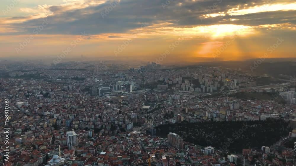 Istanbul Aerial view Timelapse during the sunset shows us to cloud movement and beatiful city life with horizon Istanbul Aerial view Timelapse during the sunset shows us to cloud movement and beatiful city life with horizon