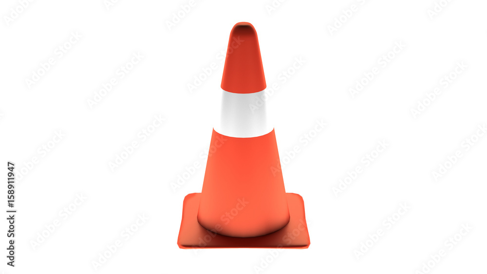 Traffic cone road safety 3D on white background Rendering Traffic cone road safety 3D on white background Rendering
