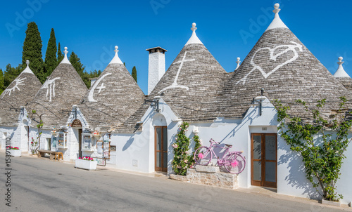 Konstfotografi Scenic sight in Alberobello, the famous Trulli village in Apulia, southern Italy
