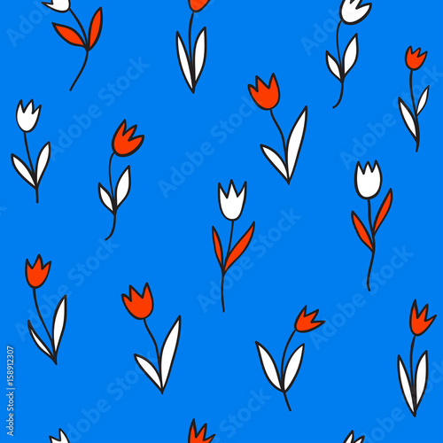 Seamless pattern with tulips