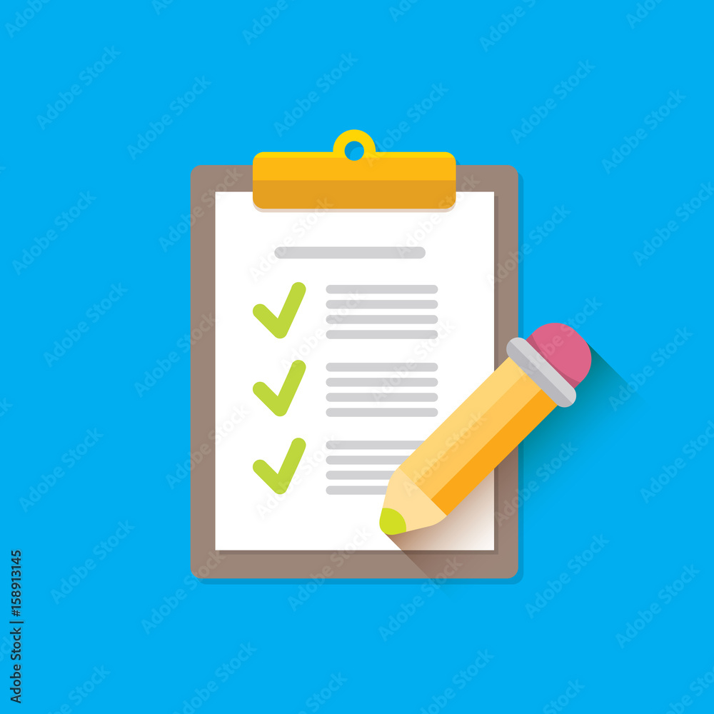 vector Clipboard icon with checkmarks and pencil vector Clipboard icon with checkmarks and pencil