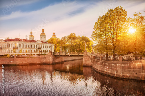 Kryukov canal, Krasnogvardeysky bridge, St. Nicholas Naval Cathedral in St. Petersburg