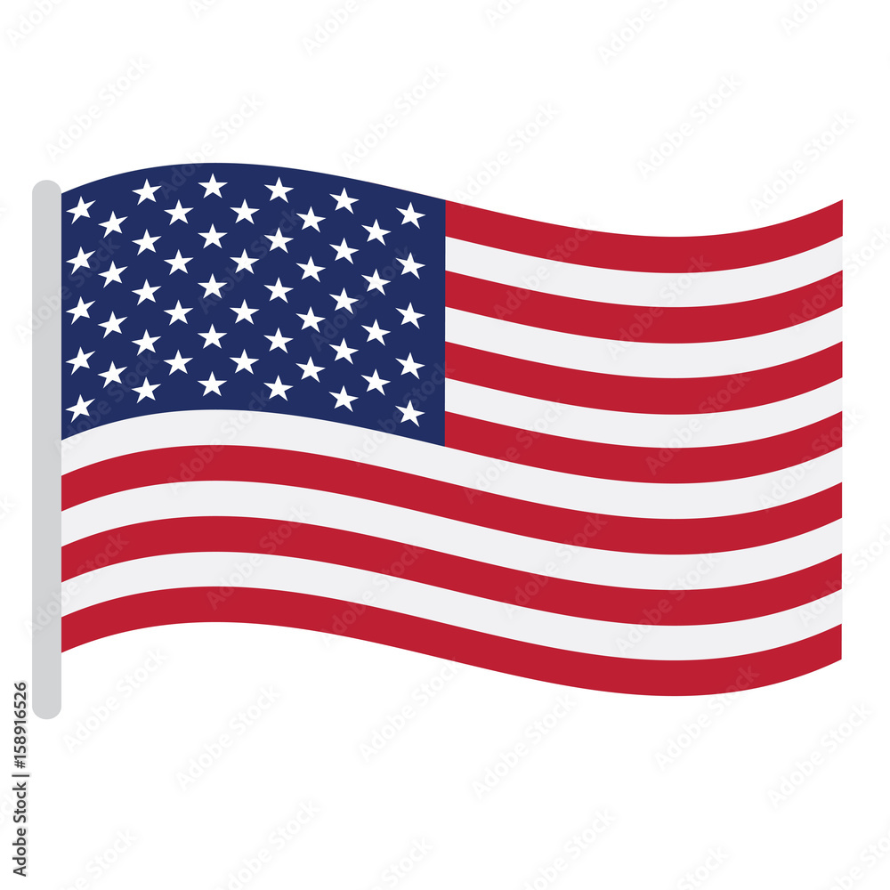 Isolated American flag on a white background, Vector illustration Isolated American flag on a white background, Vector illustration