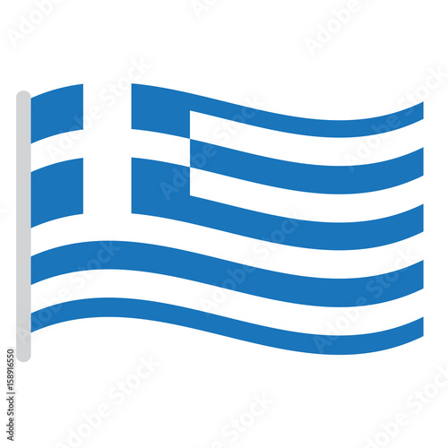 Isolated Greek flag on a white background, Vector illustration