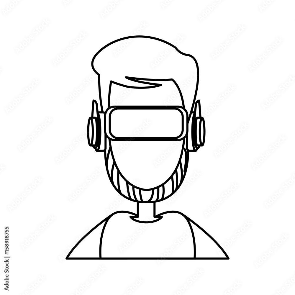 character man young wearing vr glasses vector illustration character man young wearing vr glasses vector illustration