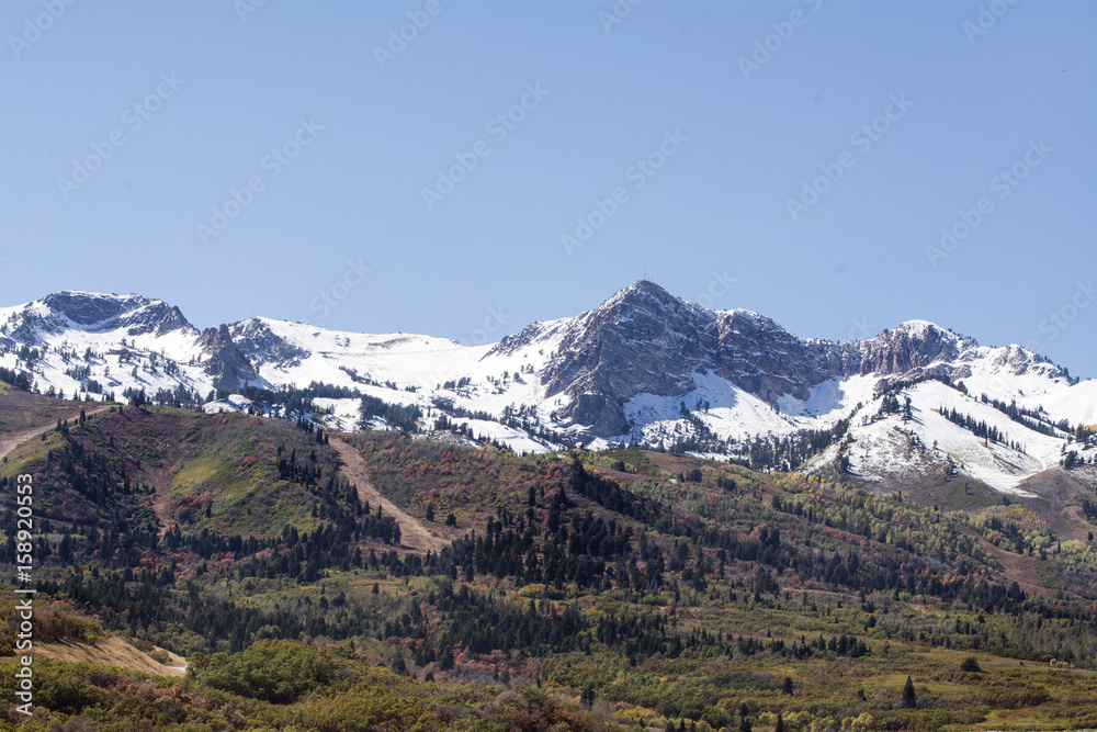 Utah snow peak mountains in northern utah near ogden and salt lake where winter sports are popular
