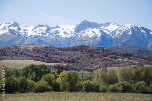 Utah snow peak mountains in northern utah near ogden and salt lake where winter sports are popular