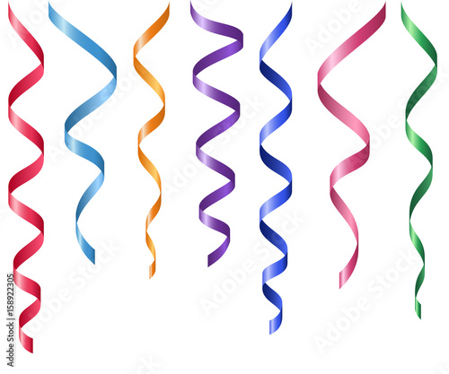 Set of Decorative serpentines, colorful ribbons
