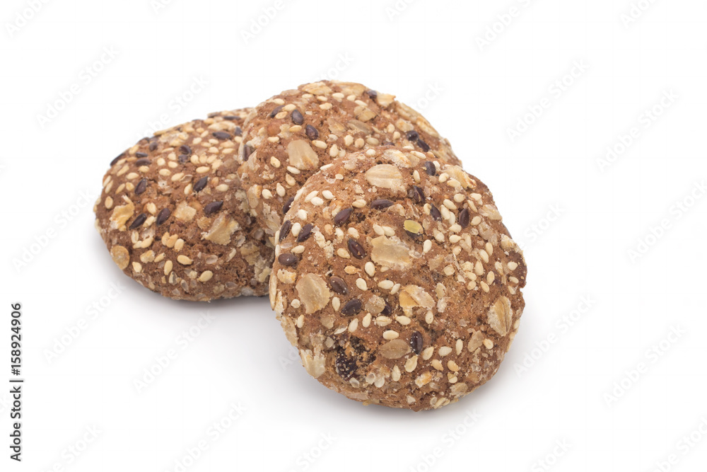 Dietary oatmeal cookies on a white background Dietary oatmeal cookies on a white background