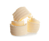 Delicious butter curls on white background, closeup