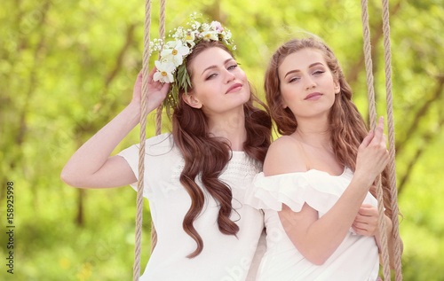 Two beautiful young women o...