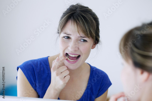 Woman with toothache photo