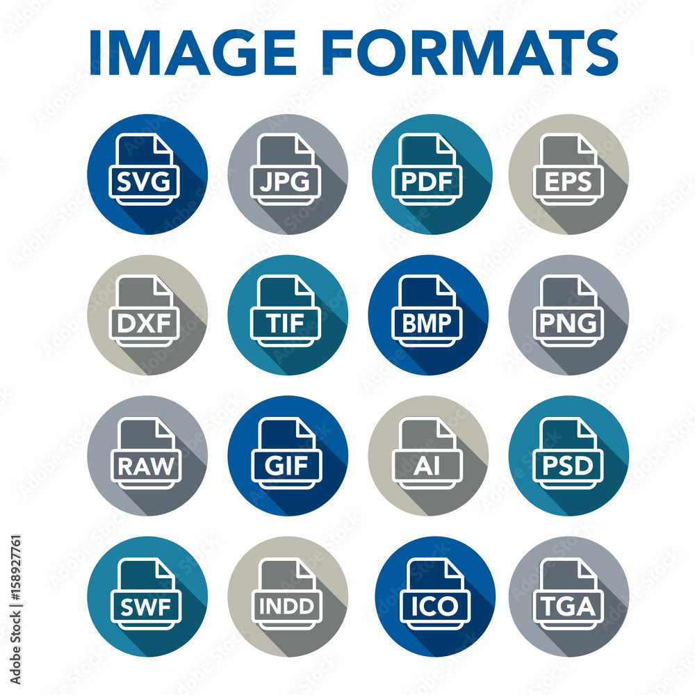Image format icons - PNG, JPG, EPS, PDF, SVG