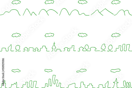 手描き　街並み　セット