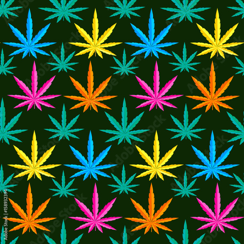 Green marijuana background vector illustration seamless pattern marihuana leaf herb narcotic textile