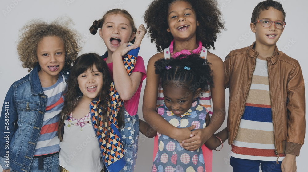 Children Smiling Happiness Friendship Togetherness Studio Portrait Children Smiling Happiness Friendship Togetherness Studio Portrait