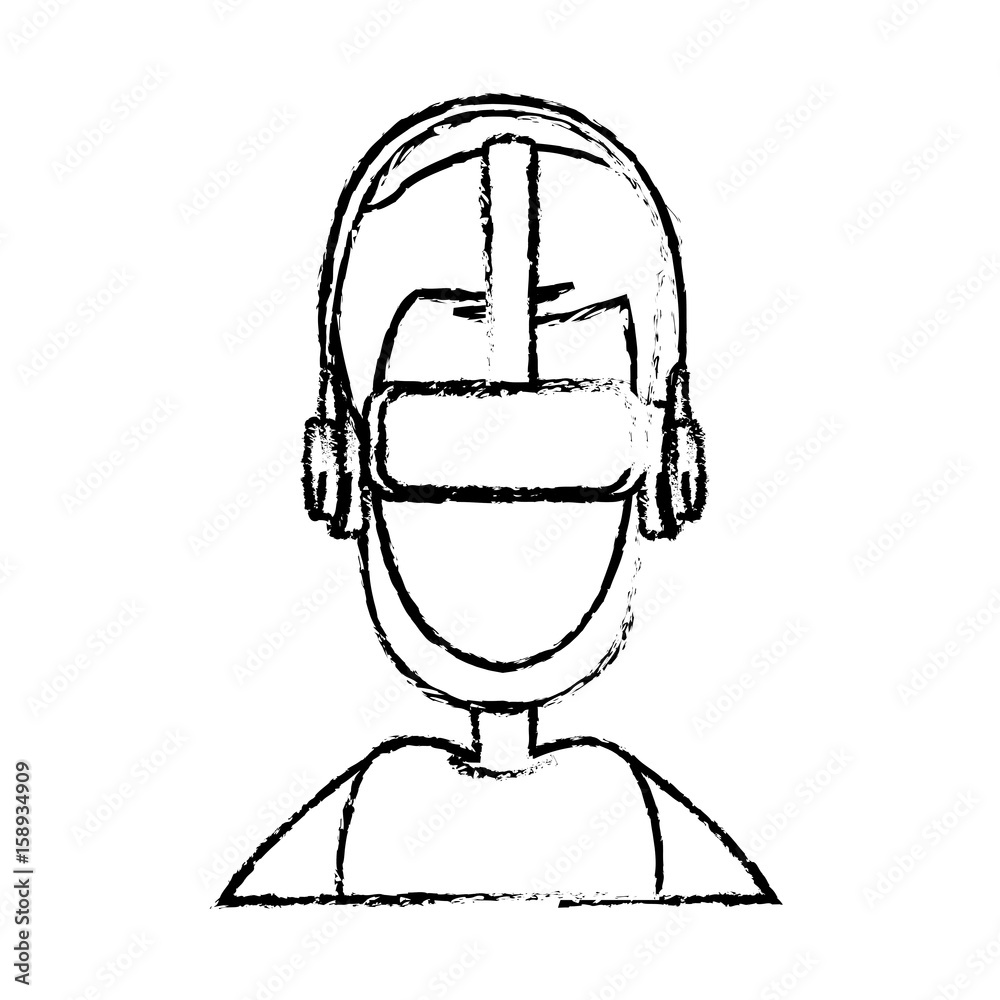sketch man wearing vr goggles image vector illustration sketch man wearing vr goggles image vector illustration