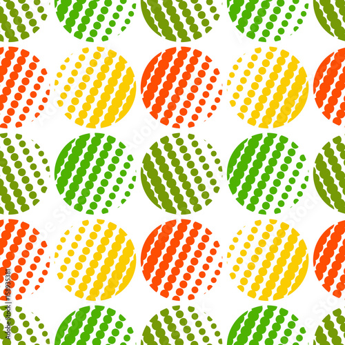 Colorful abstract seamless background. Halftone circles, halftone dot pattern. 