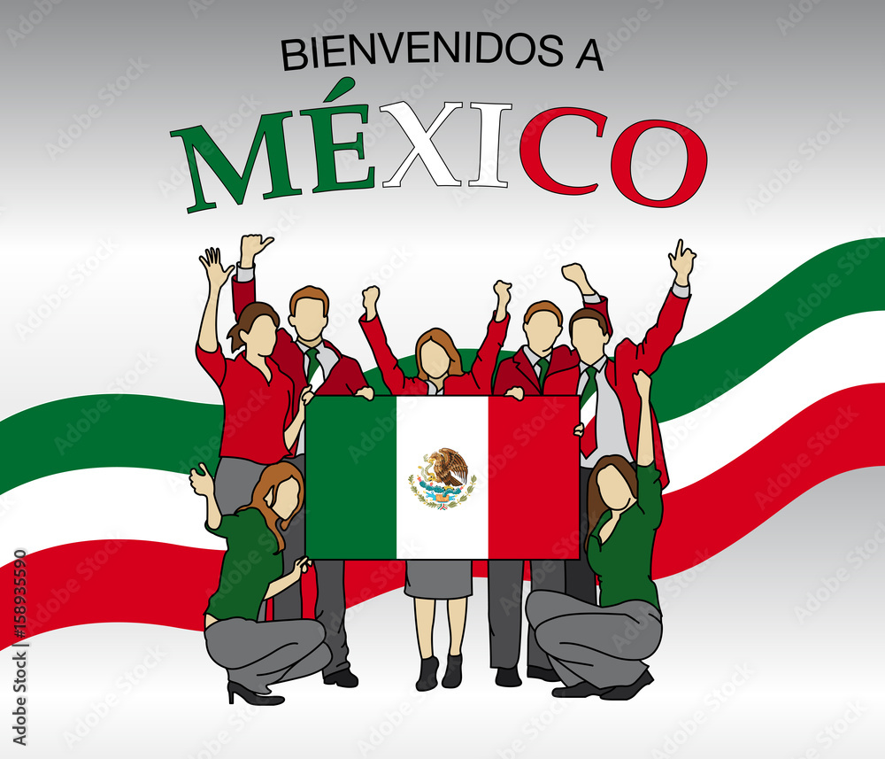 Bienvenidos A Mexico Welcome To Mexico In Spanish Language Group Of