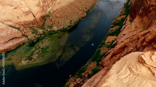 Colorado River Glen Canyon Aerial With Raft