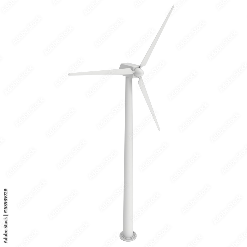 Wind turbine with propeller. Windmill generator 3D render isolated on