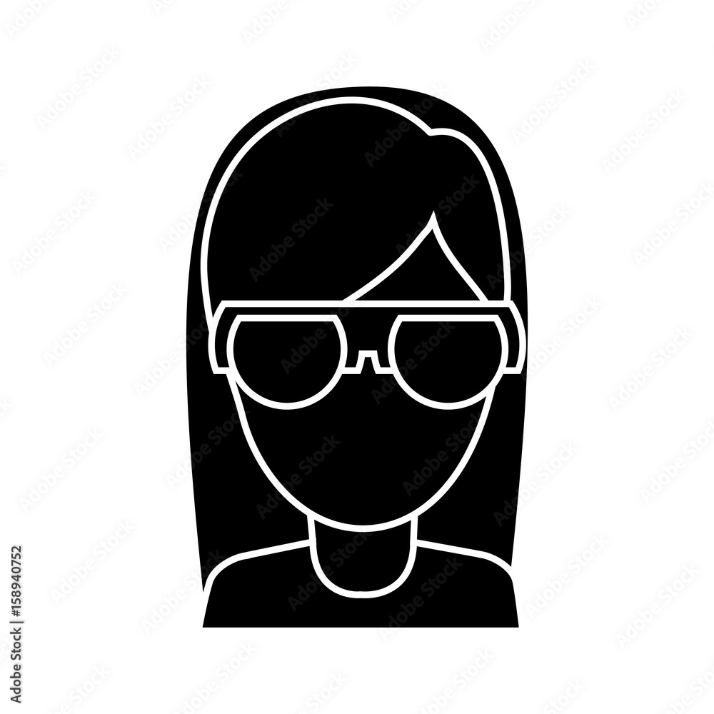 hipster woman wearing glasses icon over white background vector illustration